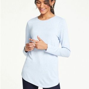 Ann Taylor Marled Tunic Tee in Light Blue Heather